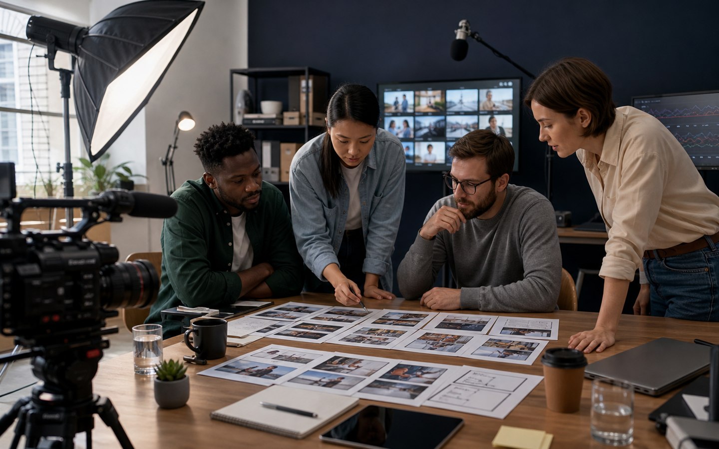 A content strategy team reviewing popular videos, creators, comments, and content trends
