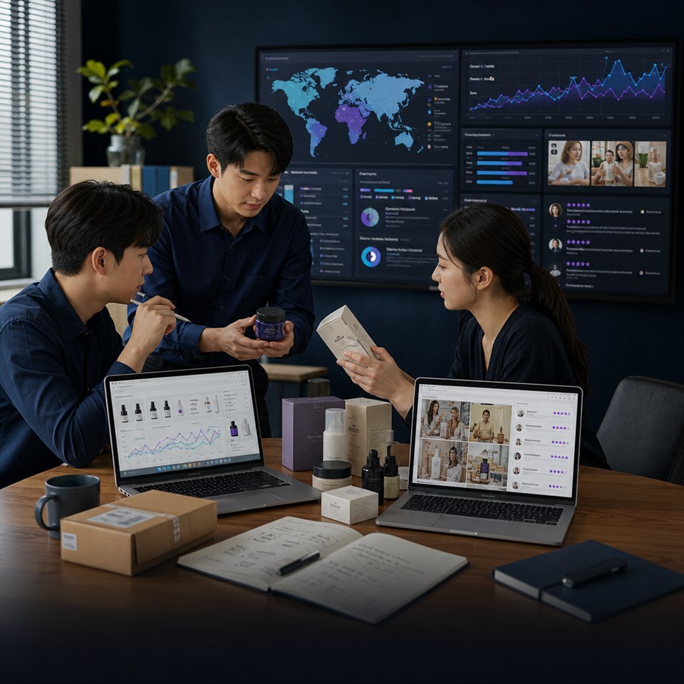 A cross-border commerce team combining product, pricing, review, and social signals for global market research